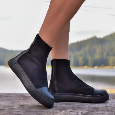 Дамски боти тип чорап Irka black velur Дамски боти тип чорап Irka black velur